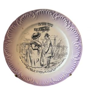 Piatto parlante in terracotta di Digoin-Sarreguemines "Le monde oiseau"-Assiette parlante en faïence de Digoin-Sarreguemines "Le monde oiseau"