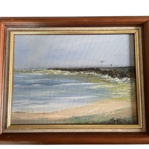 Olio su tela Mare in Normandia firmato-Huile sur toile Bord de mer en Normandie signée