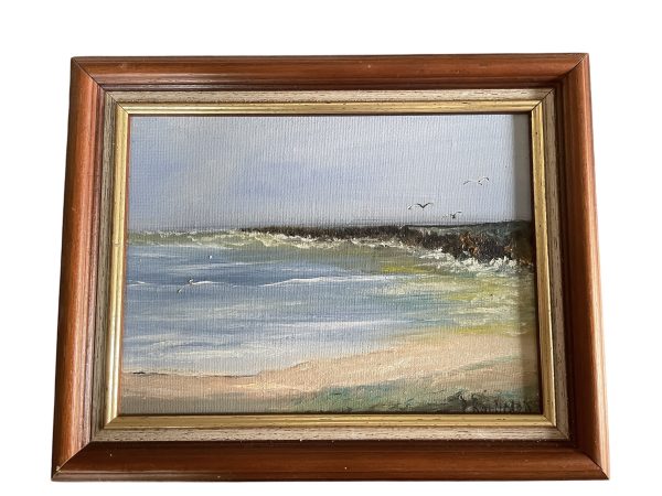 Olio su tela Mare in Normandia firmato-Huile sur toile Bord de mer en Normandie signée