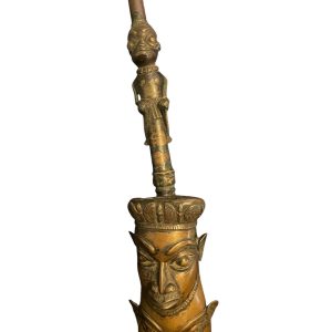 Pipe de cérémonie en bronze Bamoun Cameroun-Pipa cerimoniale in bronzo Bamoun del Camerun