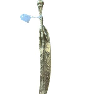 Tagliacarte in bronzo con piuma e zampa di gallina-Ouvre lettre bronze plume et patte de poulet