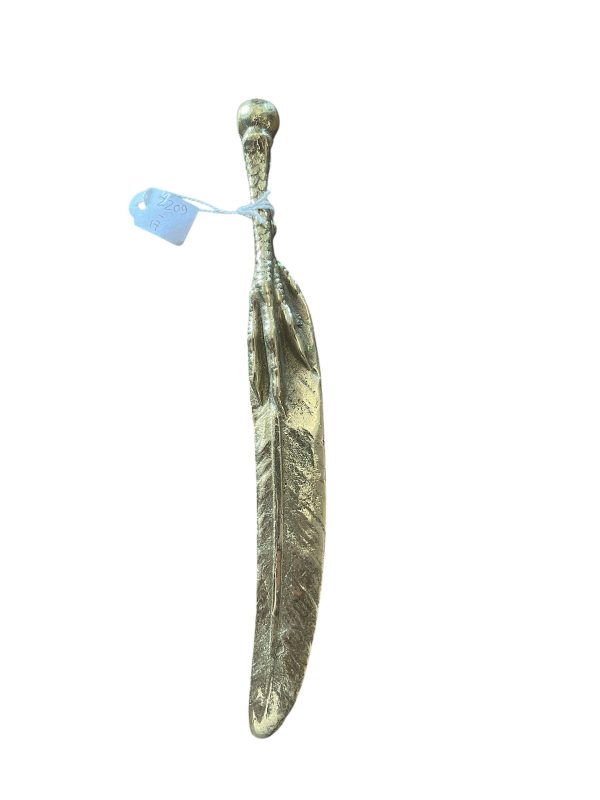 Tagliacarte in bronzo con piuma e zampa di gallina-Ouvre lettre bronze plume et patte de poulet
