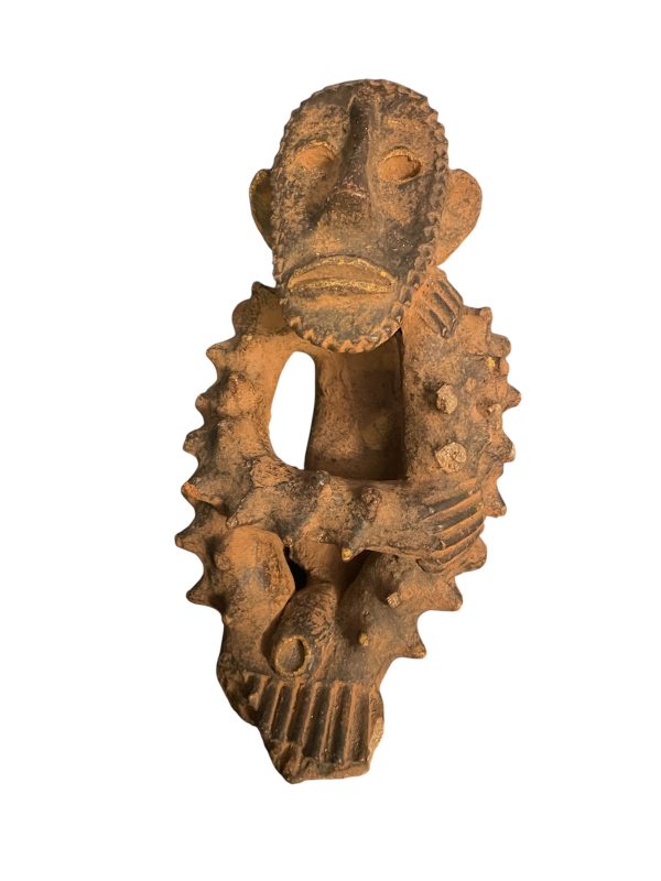 Statue en terre cuite homme assis travail africain Mali - Statua in terracotta di un uomo seduto, opera africana, Mali