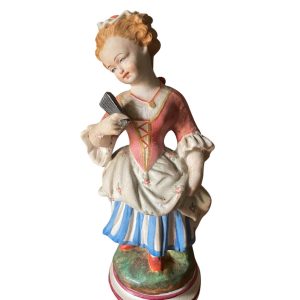 Figurine en biscuit polychrome de Saxe jeune femme-Statuina in bisquit policroma raffigurante un giovane donna della Sassonia