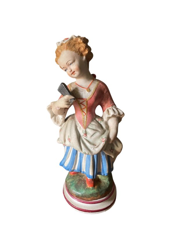 Figurine en biscuit polychrome de Saxe jeune femme-Statuina in bisquit policroma raffigurante un giovane donna della Sassonia