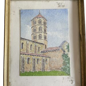 Acquerello incorniciato Anzy le Duc Francia-Aquarelle encadrée Anzy le Duc France